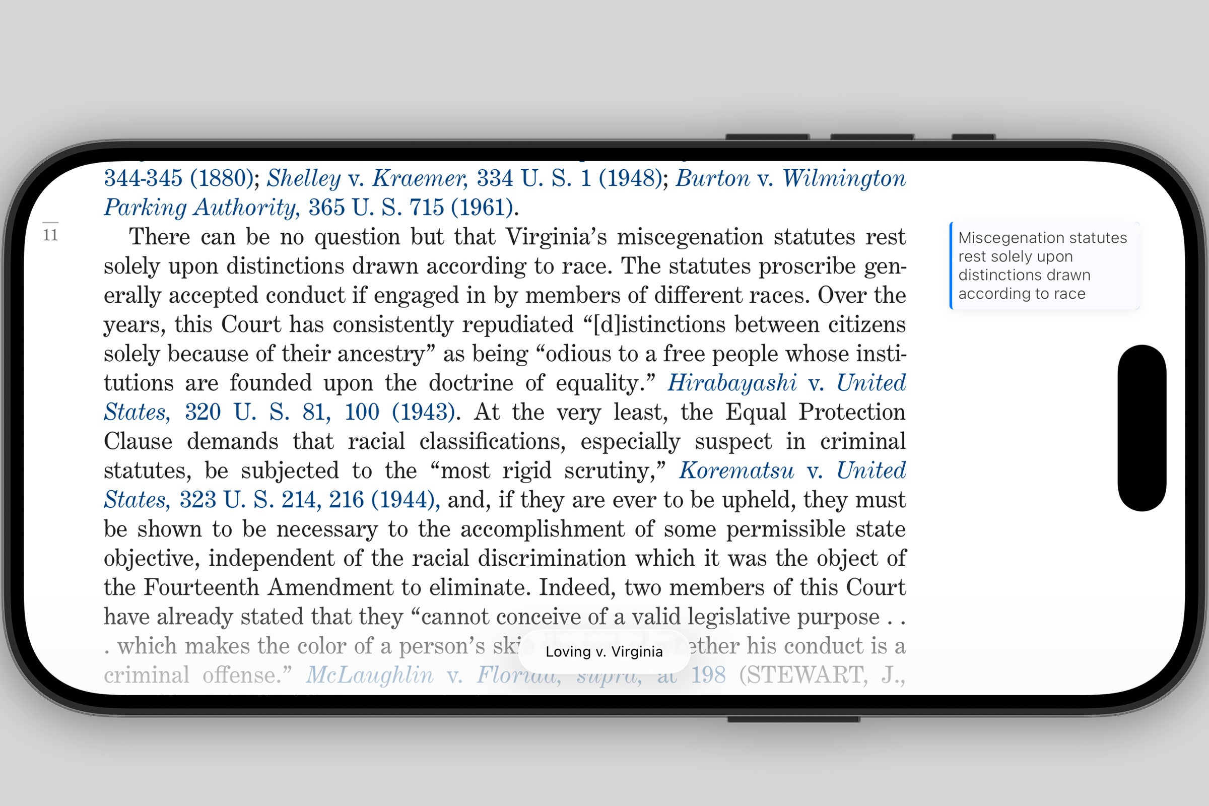 The Case Viewer app on an iPhone.