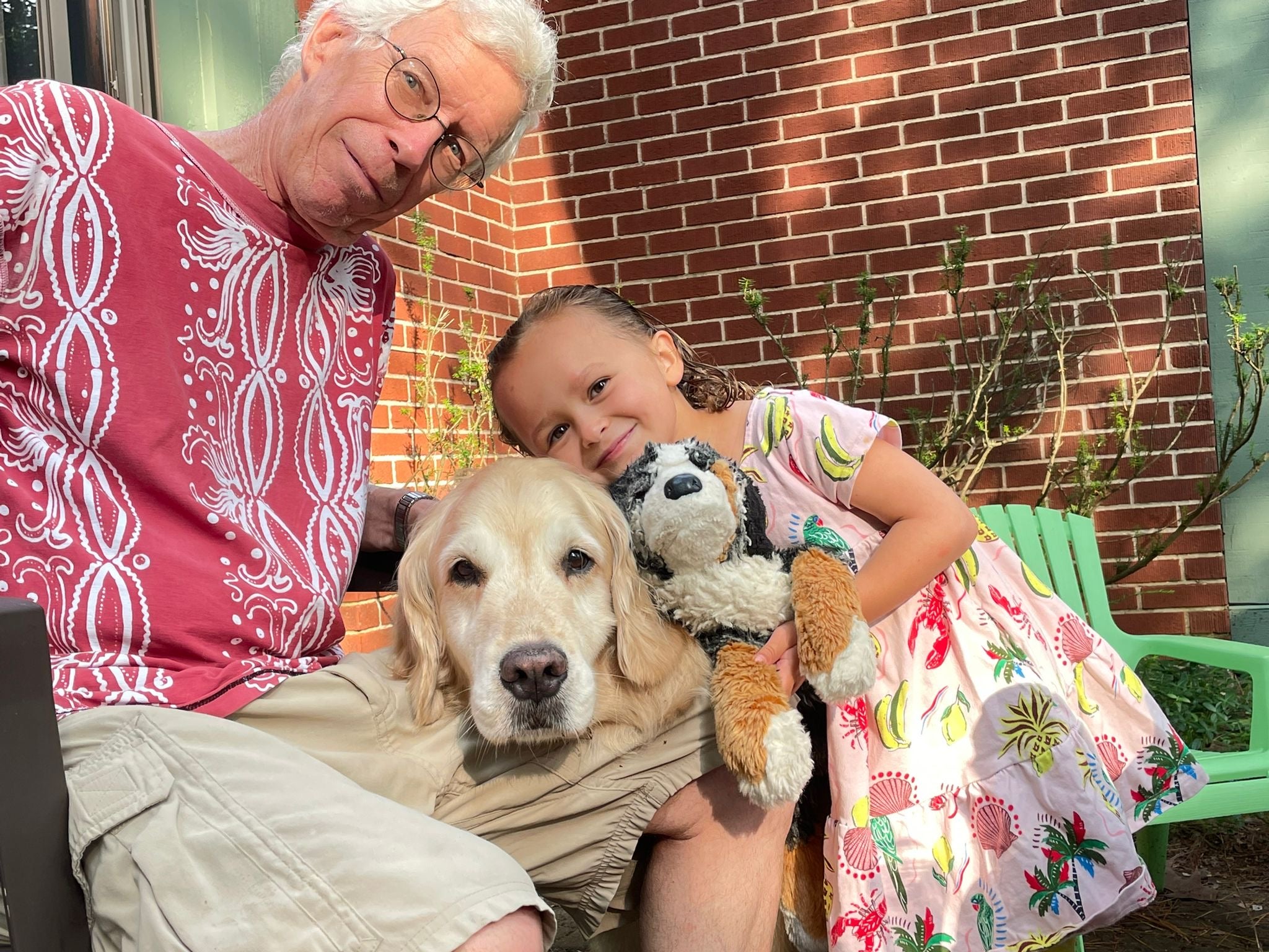 Stephen Calkins: With Seamus and granddaughter Valentina and her stuffed dog