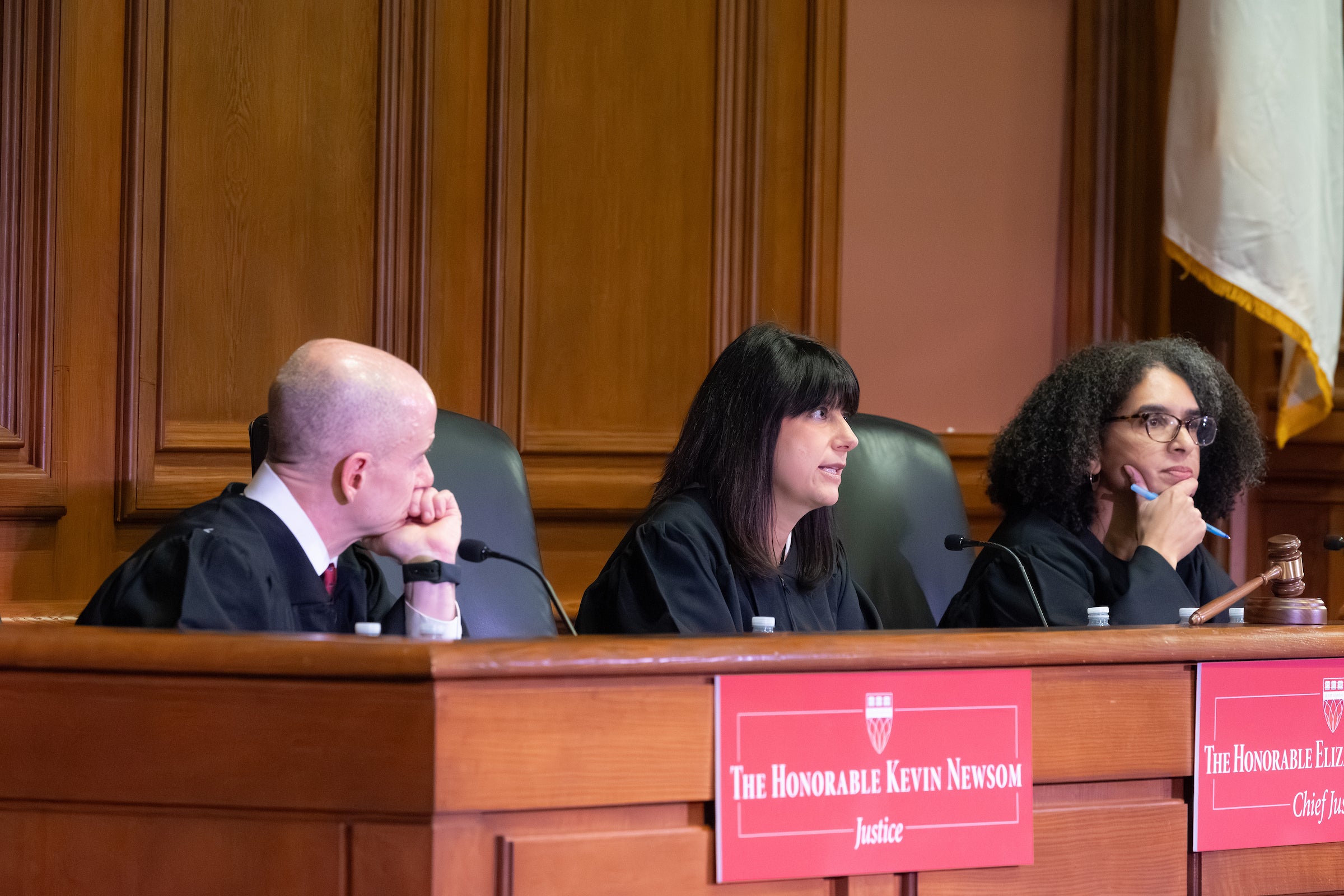 A close up of a panel of judges.
