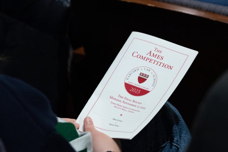 A close of the the Ames Moot Court Final program.