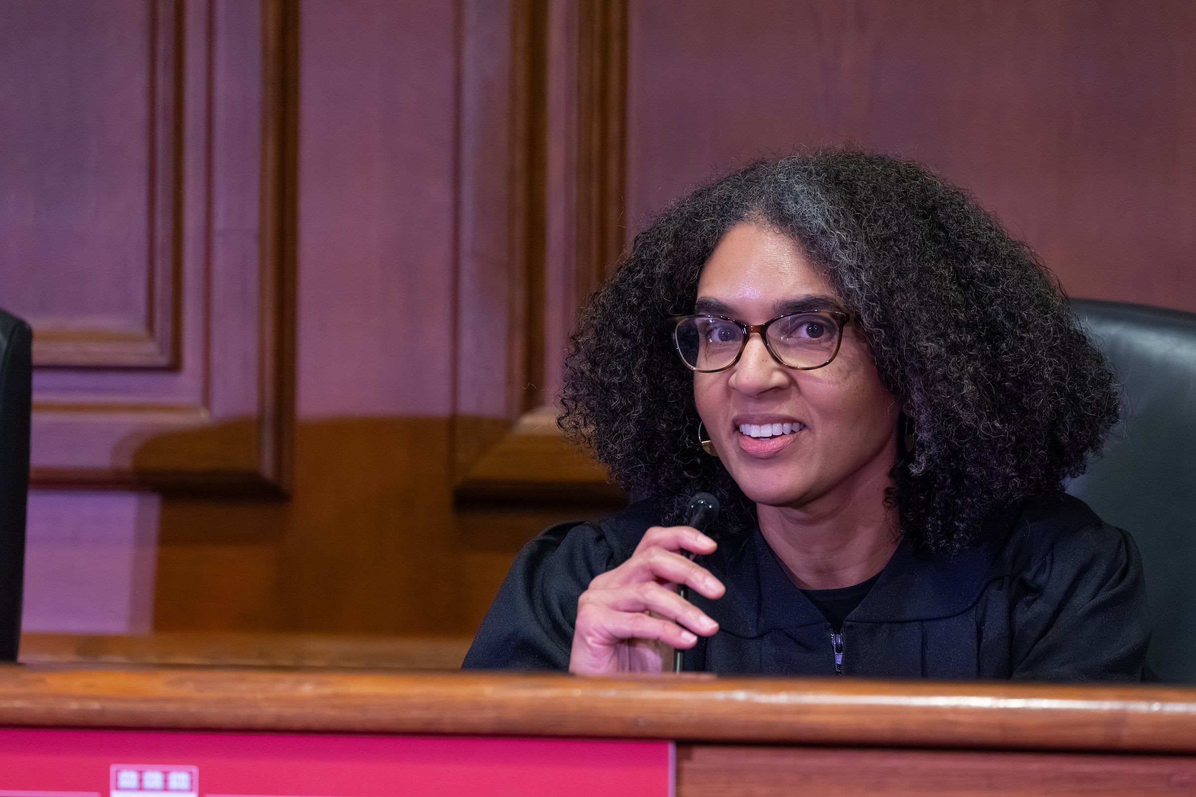 Associate Justice Leondra Kruger speaks.