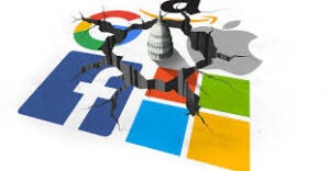 slate of icons of major tech companies with Washington DC rotunda breaking through the center