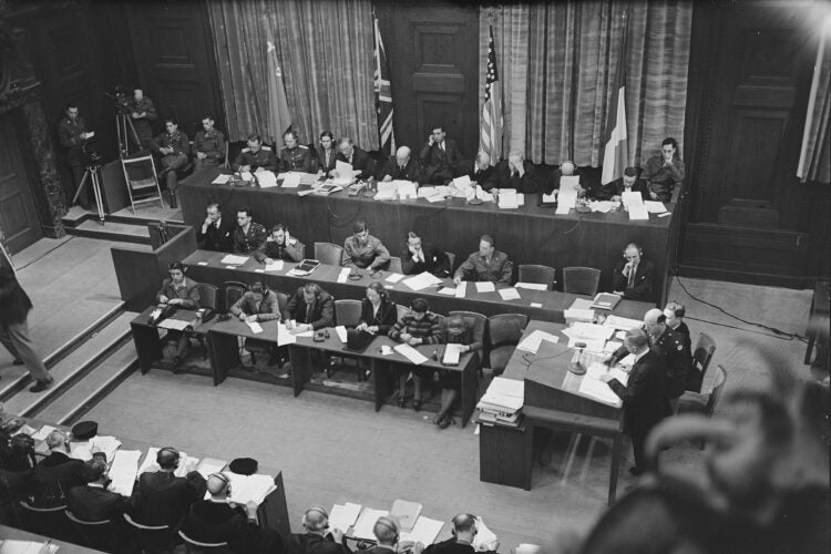 Historical Nuremberg Trial photo from December 4, 1945.