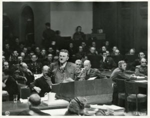 Prosecution Attorney Ralph Albrecht at Nuremberg in 1945.