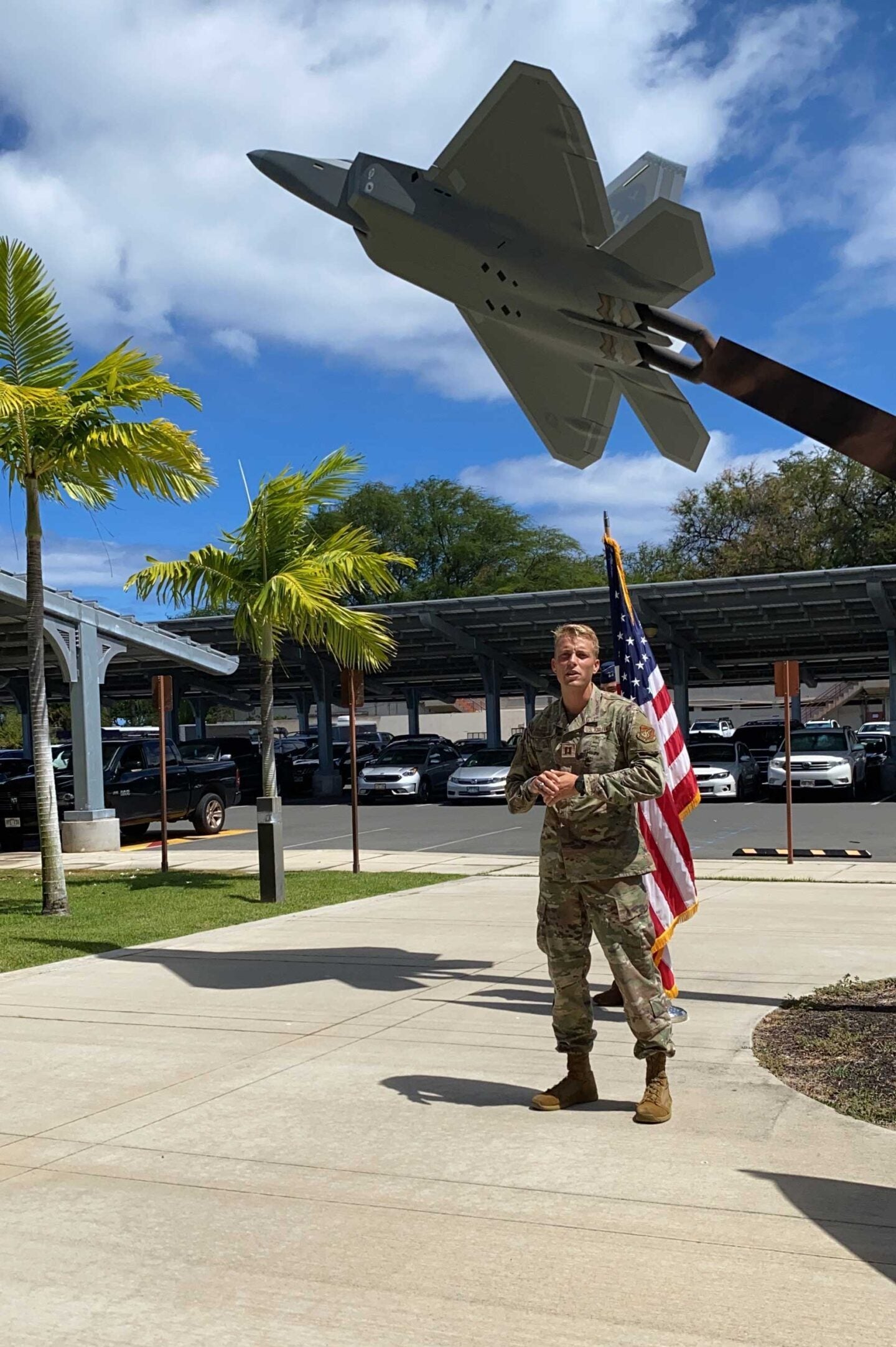 Kent Romney in military uniform at the 19th Fighter Squadron in Hawaii.