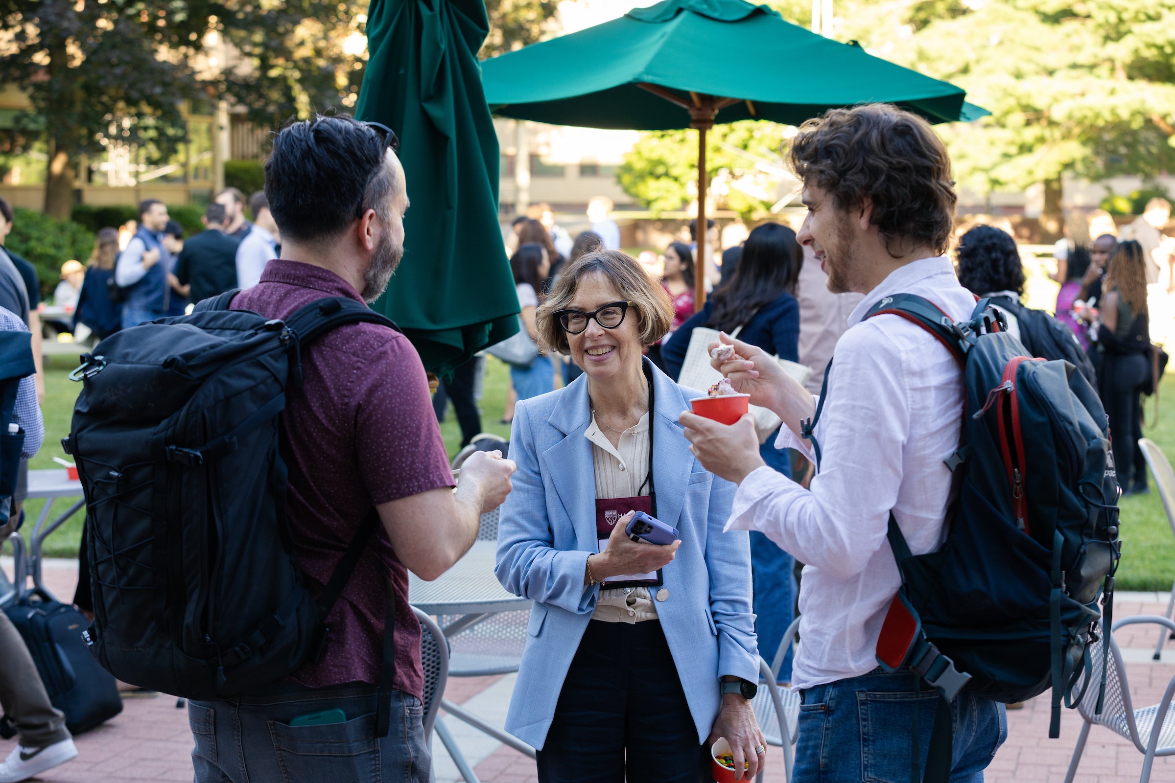 Nancy Pinn with students at an event