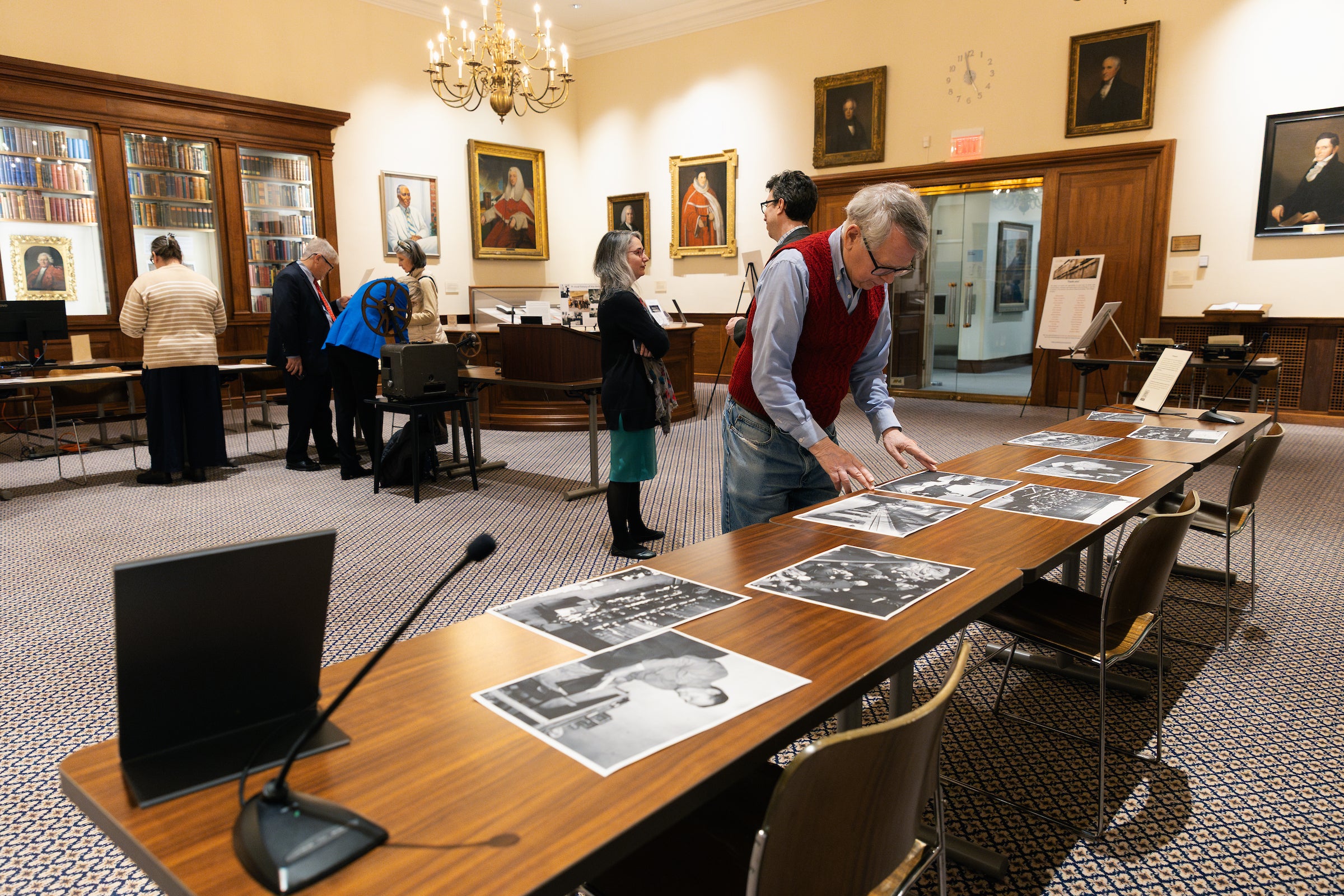 A view of an exhibit in the library.