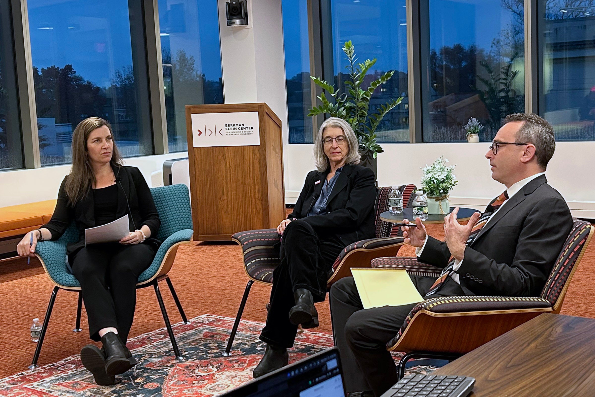 Sarah Newman, Cindy Cohn, Larry Schwartztol.