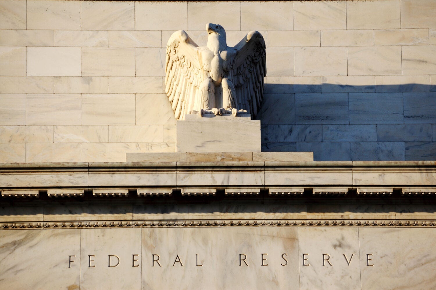 Close up of eagle detail on the Federal Reserve building in Washington D.C.