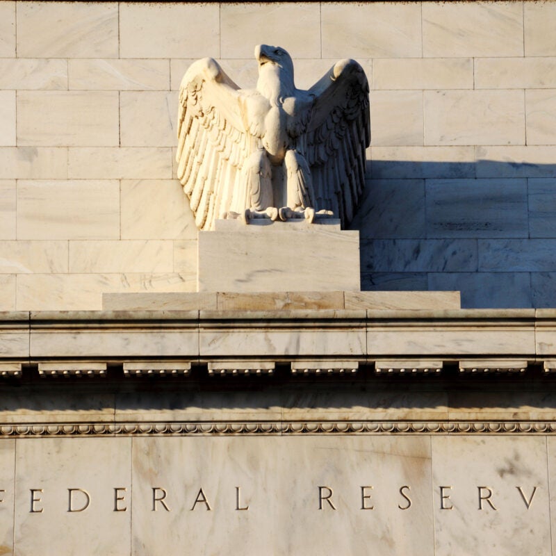 Close up of eagle detail on the Federal Reserve building in Washington D.C.