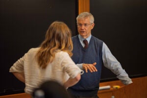 Howell Jackson speaks with a student.