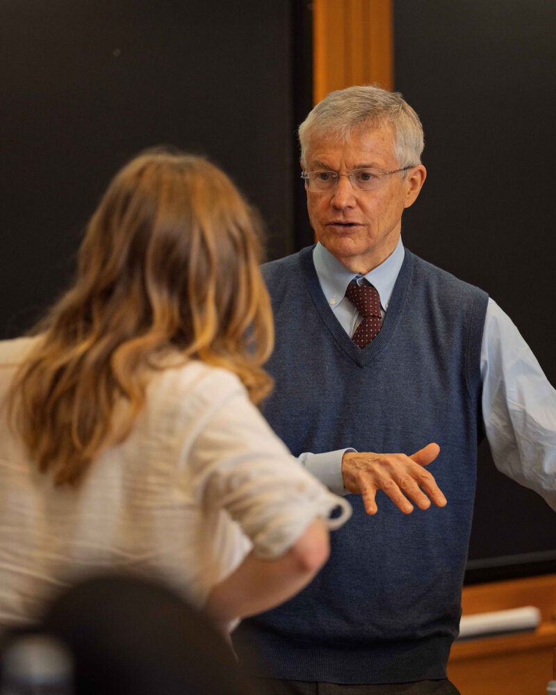 Howell Jackson speaks with a student.