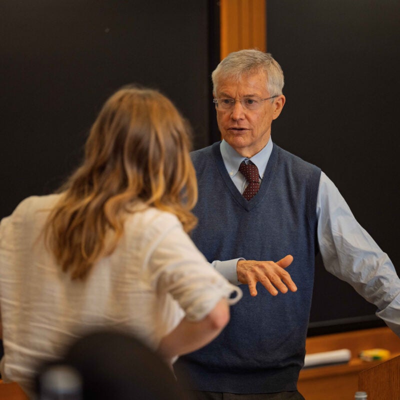 Howell Jackson speaks with a student.