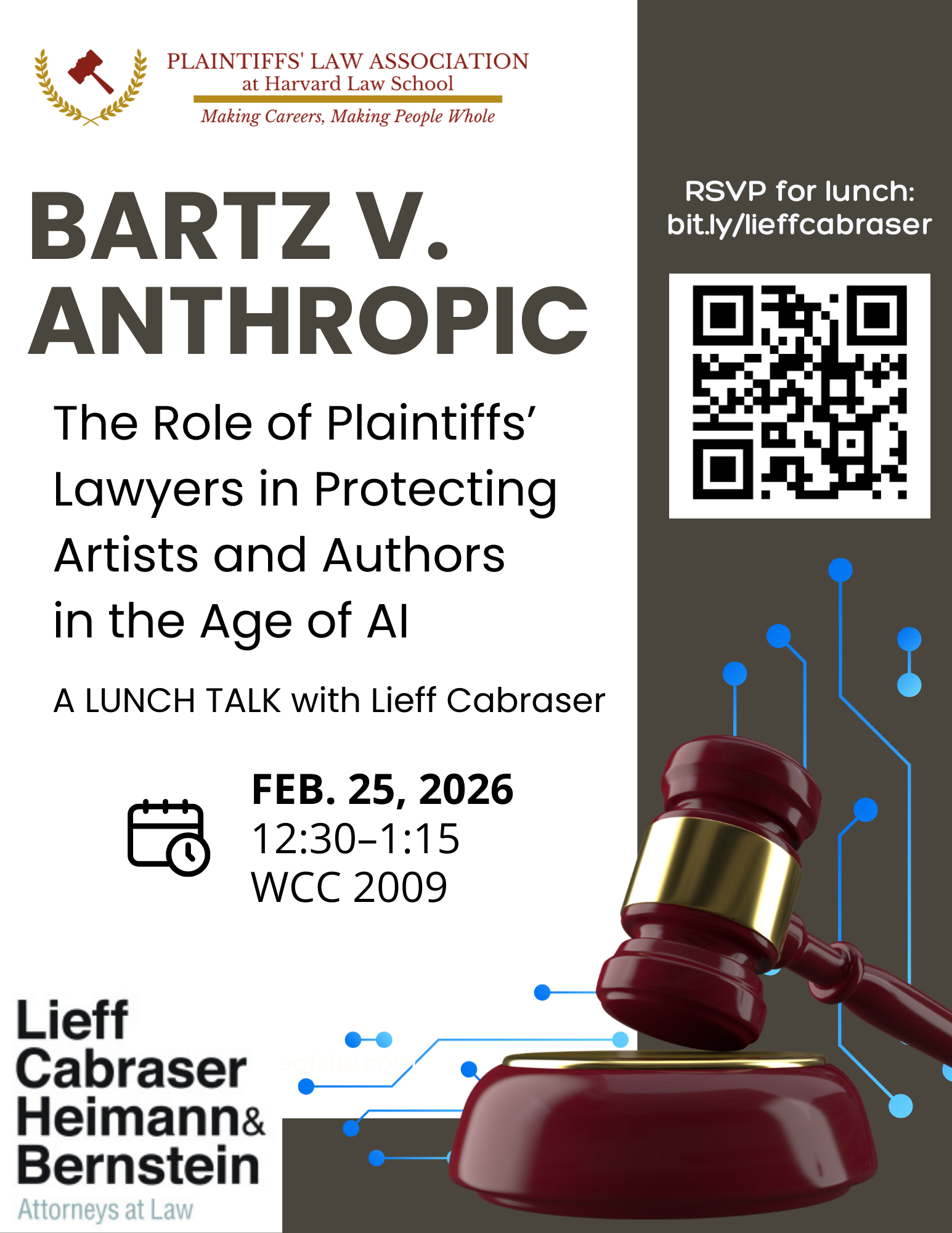 Bartz v Anthropic event poster