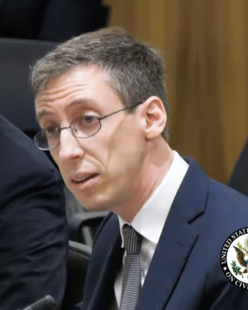 Benjamin Eidelson testifying before the US Commission on Civil Rights.