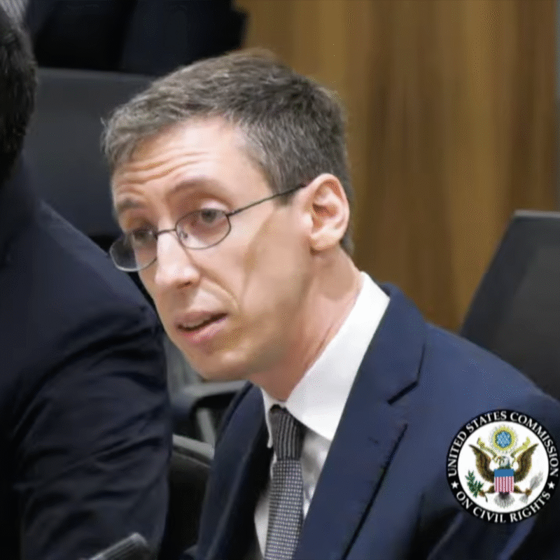 Benjamin Eidelson testifying before the US Commission on Civil Rights.