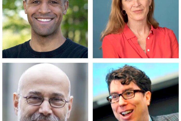 Grid picture of HLS Faculty members Yochai Benkler, Nikolas Bowie, Samantha Power, and Jonathan Zittrain