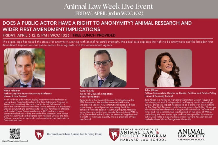 Image thumbnail for Does a Public Actor Have the Right to Anonymity?  Animal Research and Wider First Amendment Implications