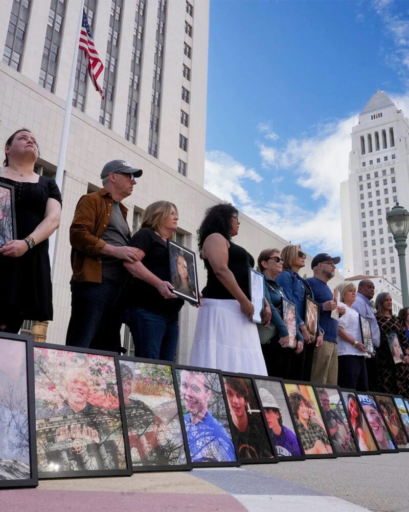 Parents holding a vigil.