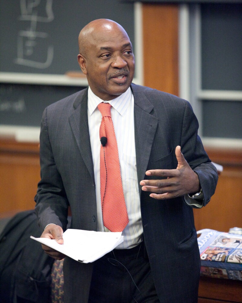 Professor Charles Ogletree teaching in class.