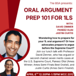 Oral argument prep event poster.