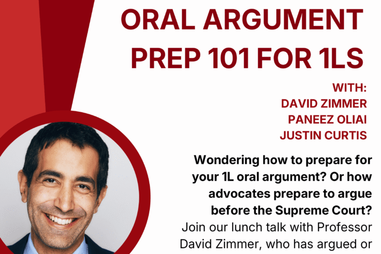Oral argument prep event poster.