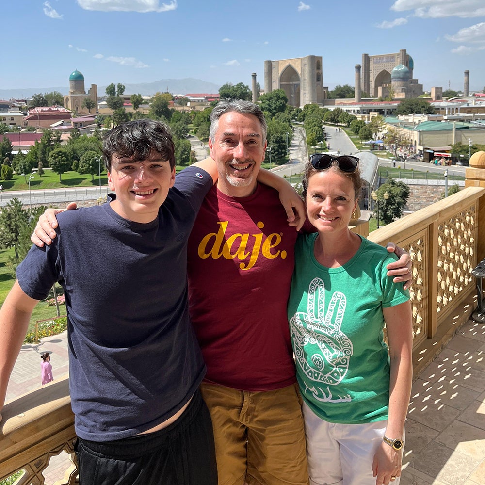 Sarah E. Prosser: Alex, Sean, and Sarah in Samarkand, Uzbekistan, July 2024