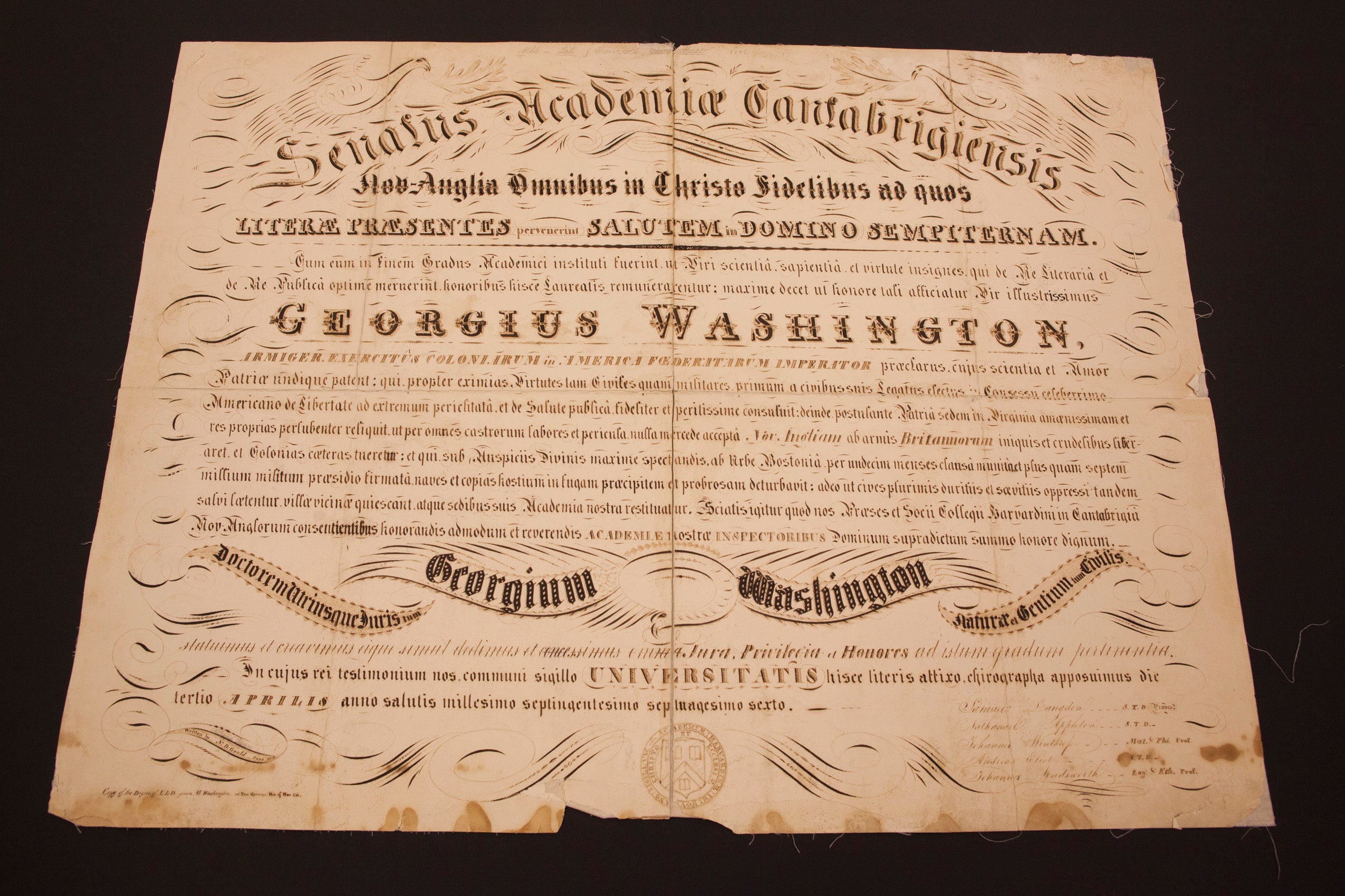 George Washington's Harvard diploma.