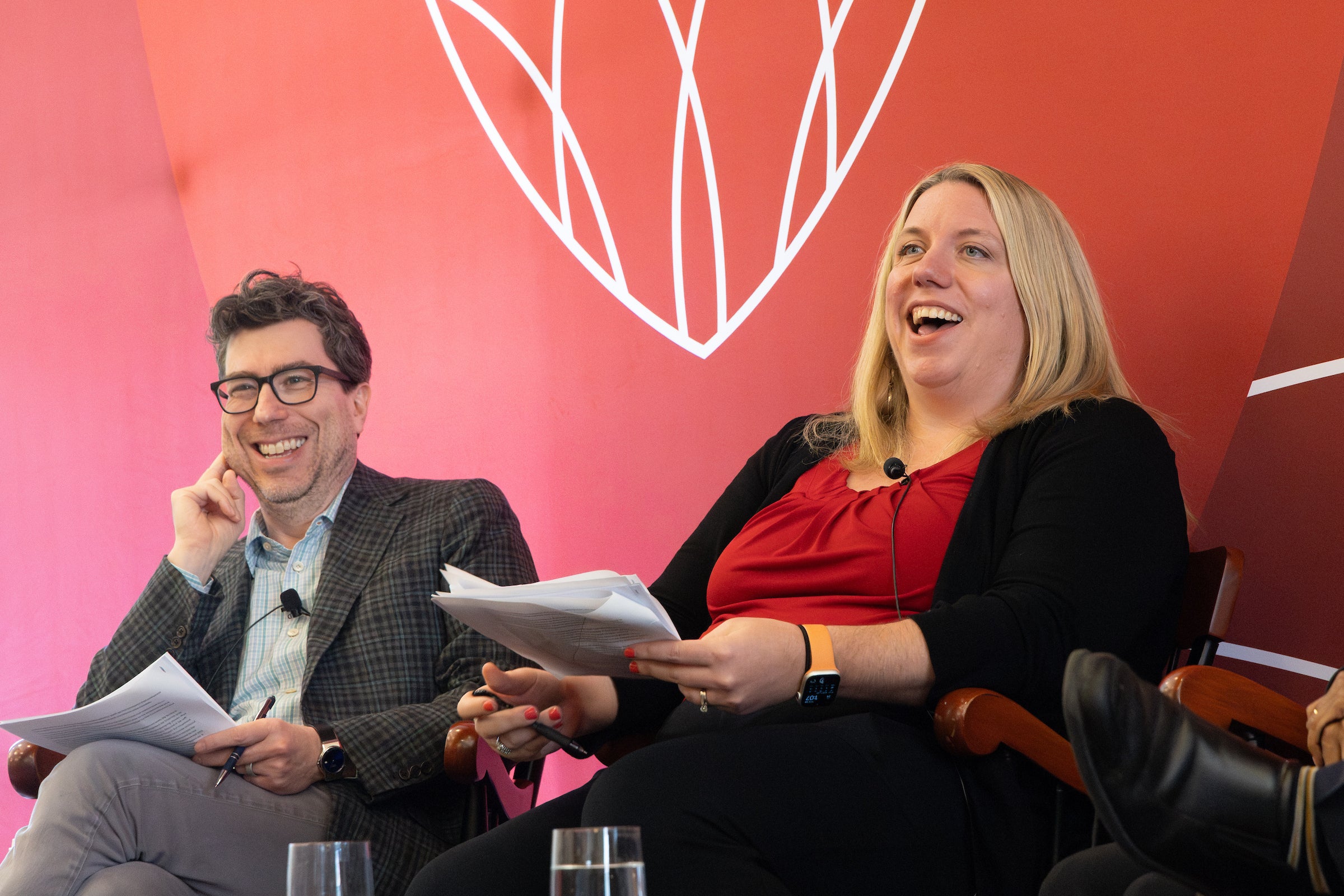 Jonathan Zittrain and Molly Brady laughing.