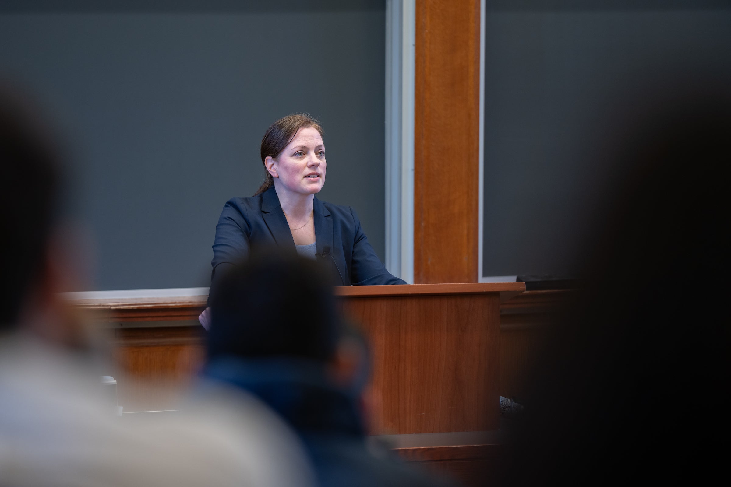 Kristen Eichensehr at the podium.