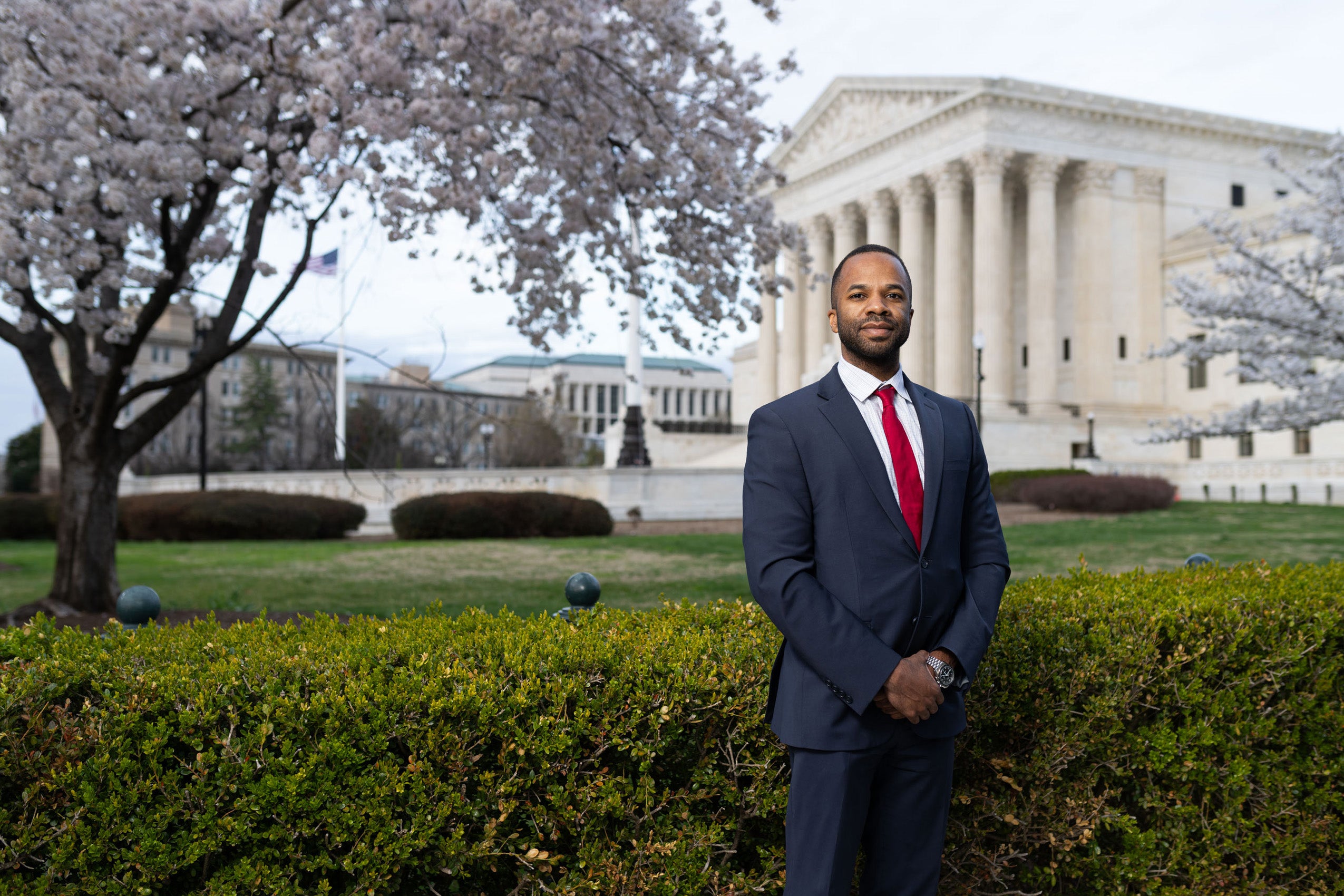 Cameron Pritchett in front of the U.S. Supreme Court