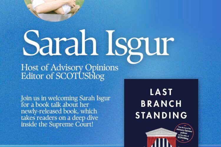 Image thumbnail for Book Talk: Last Branch Standing, with Sarah Isgur ’08