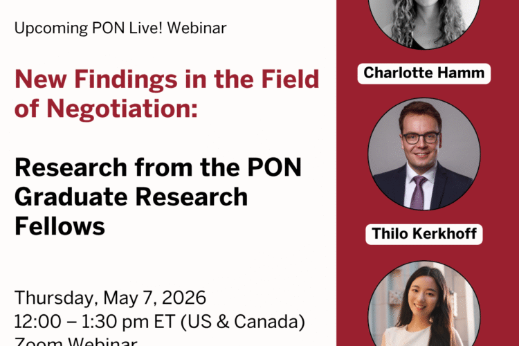 Image thumbnail for New Findings in the Field of Negotiation: Research from the PON Graduate Research Fellows