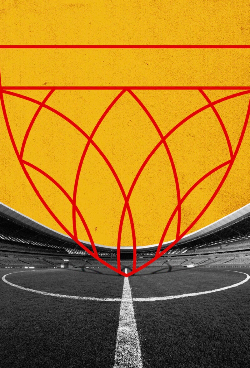 Illustration shows an athletic field with the Harvard Law School Shield marking the middle