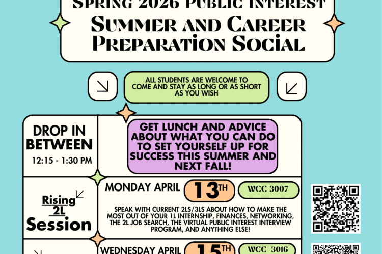 Image thumbnail for Rising 3L Internship and Fall Public Interest Job Search Preparation Drop In!