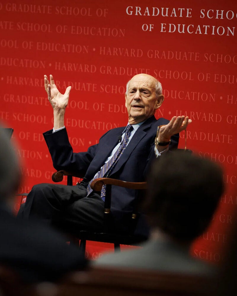Stephen Breyer onstage at a Graduate School of Education event.