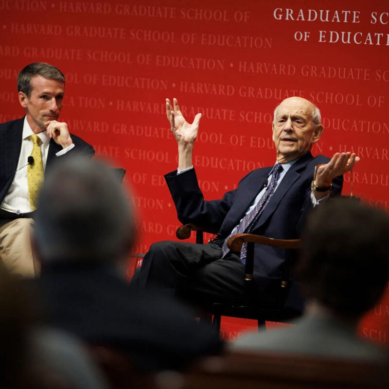 Stephen Breyer onstage at a Graduate School of Education event.