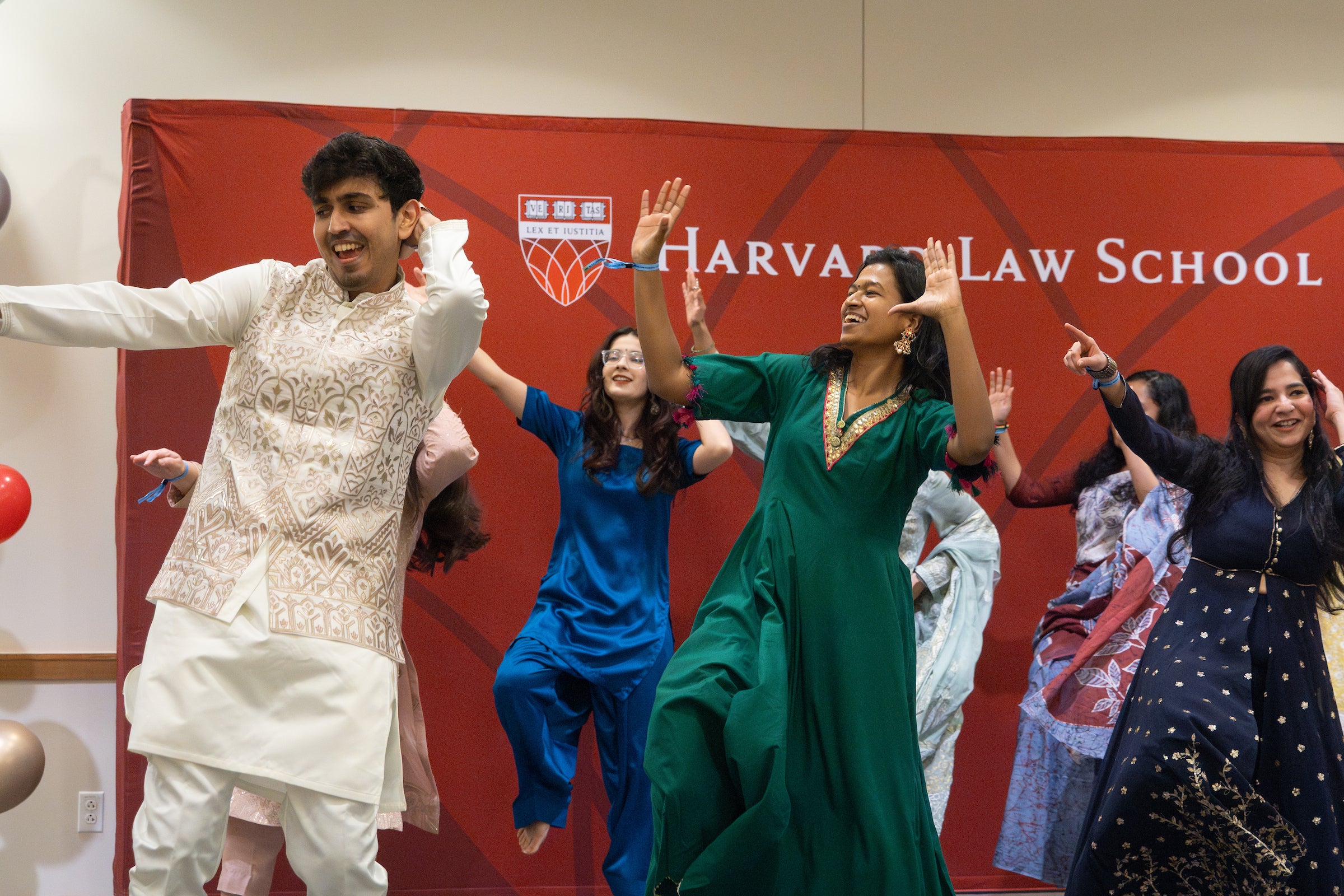 A group of students perform a dance.