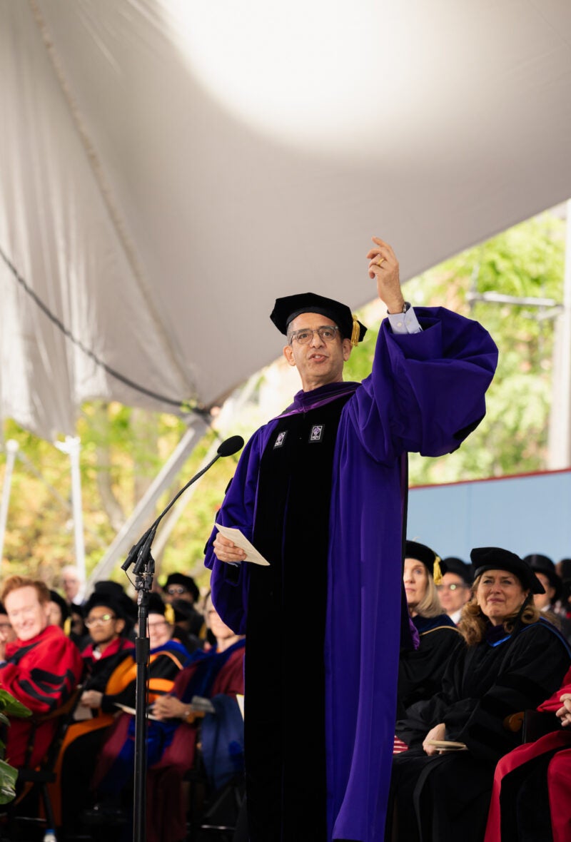 John Goldberg addresses crowd at commencement.