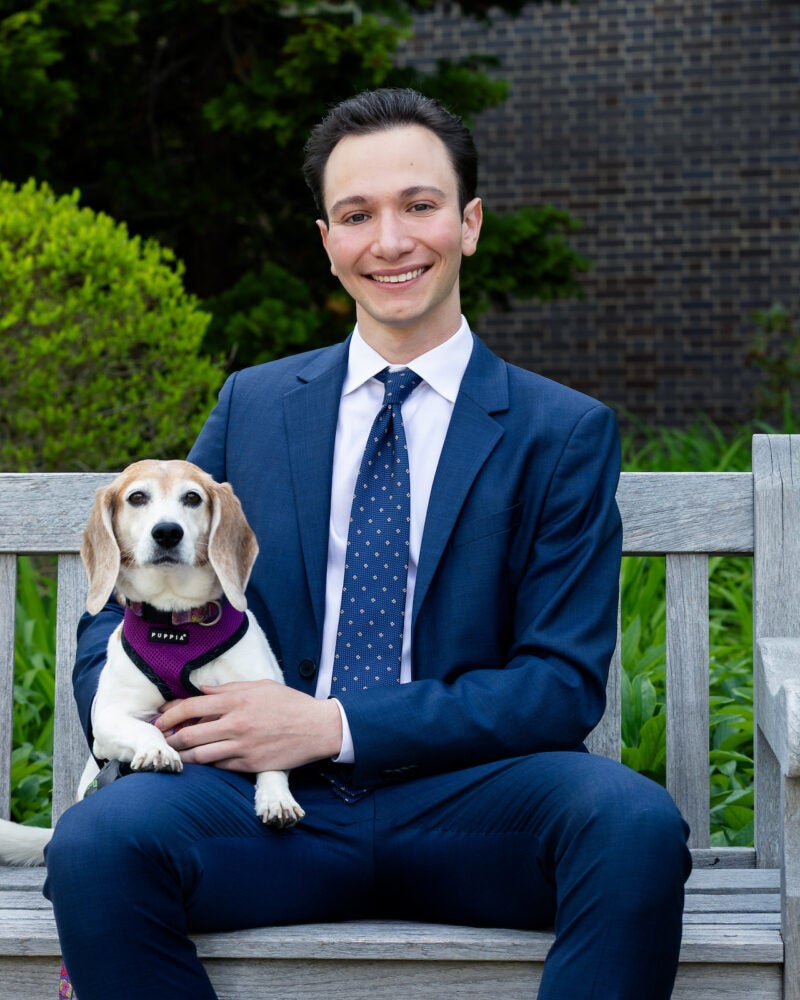 Zane Daniels with his dog.
