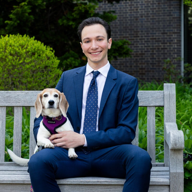Zane Daniels with his dog.