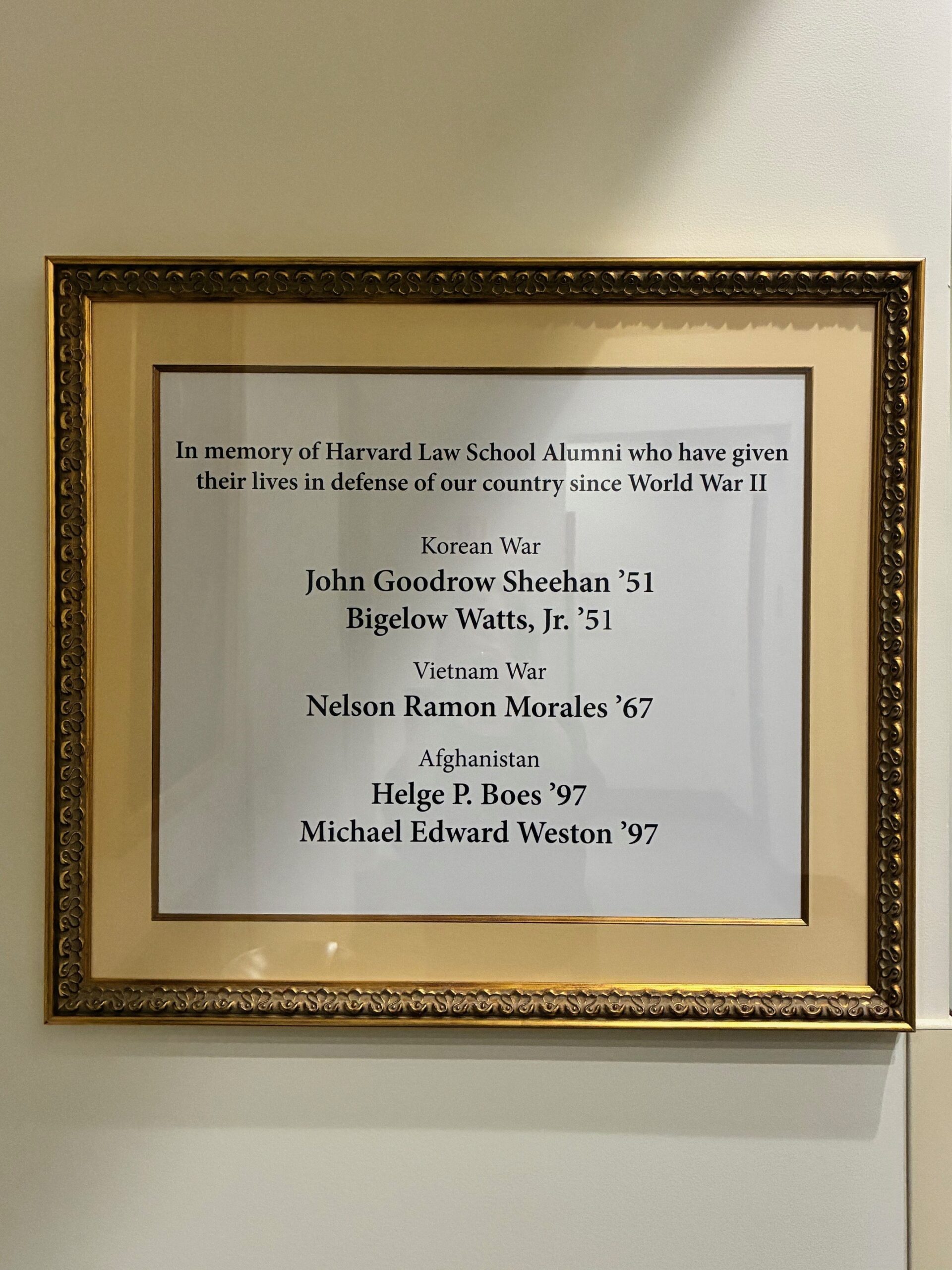 Framed document reads, 