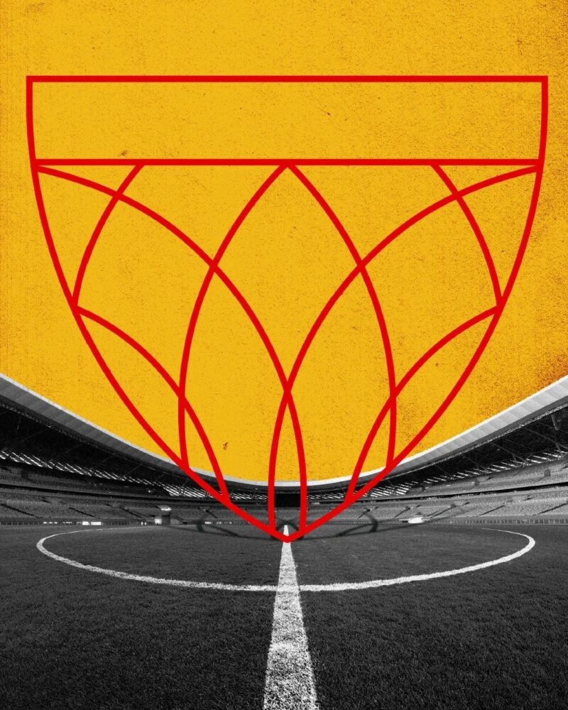 Illustration shows an athletic field with the Harvard Law School Shield marking the middle