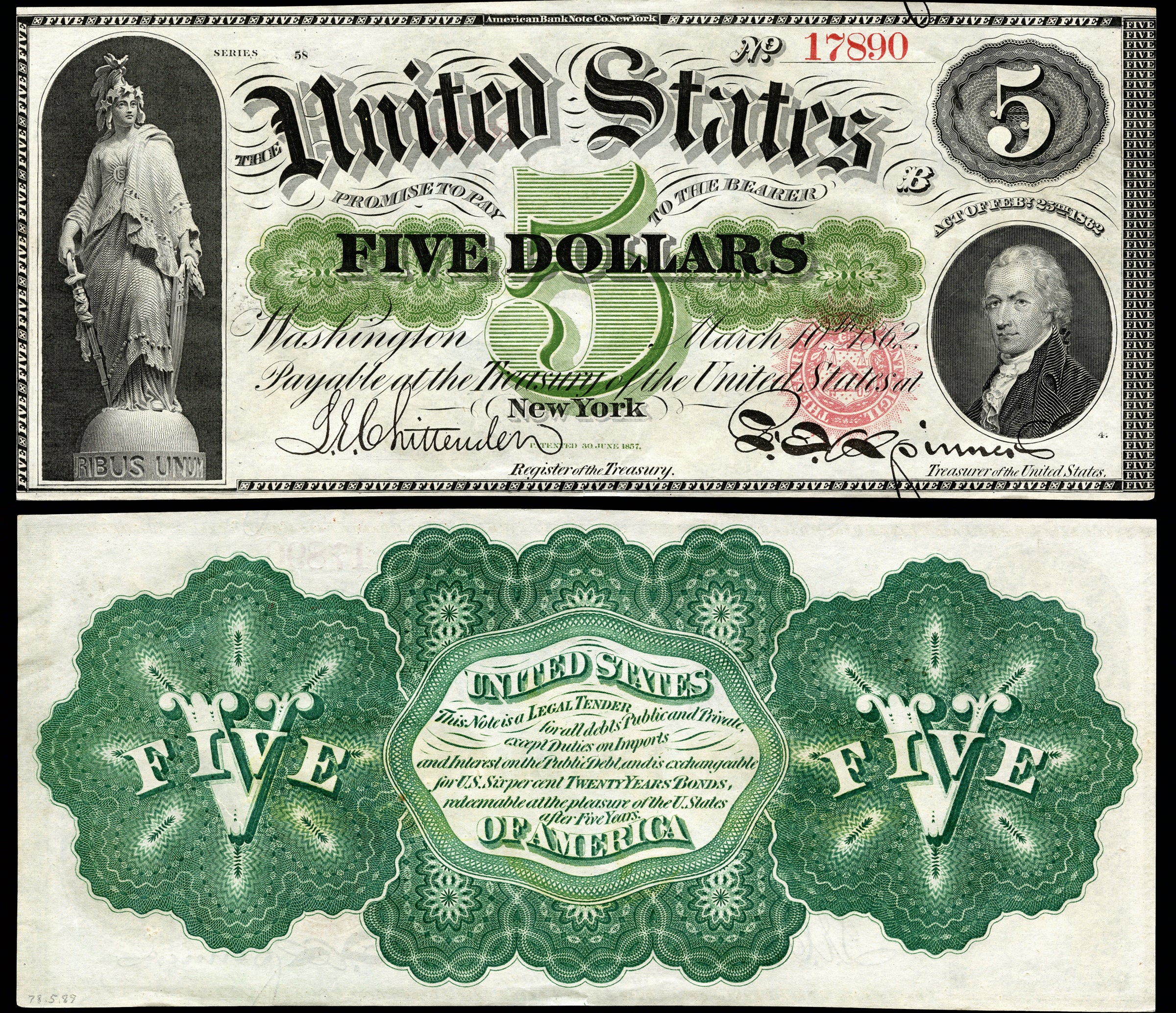 $5 greenback.