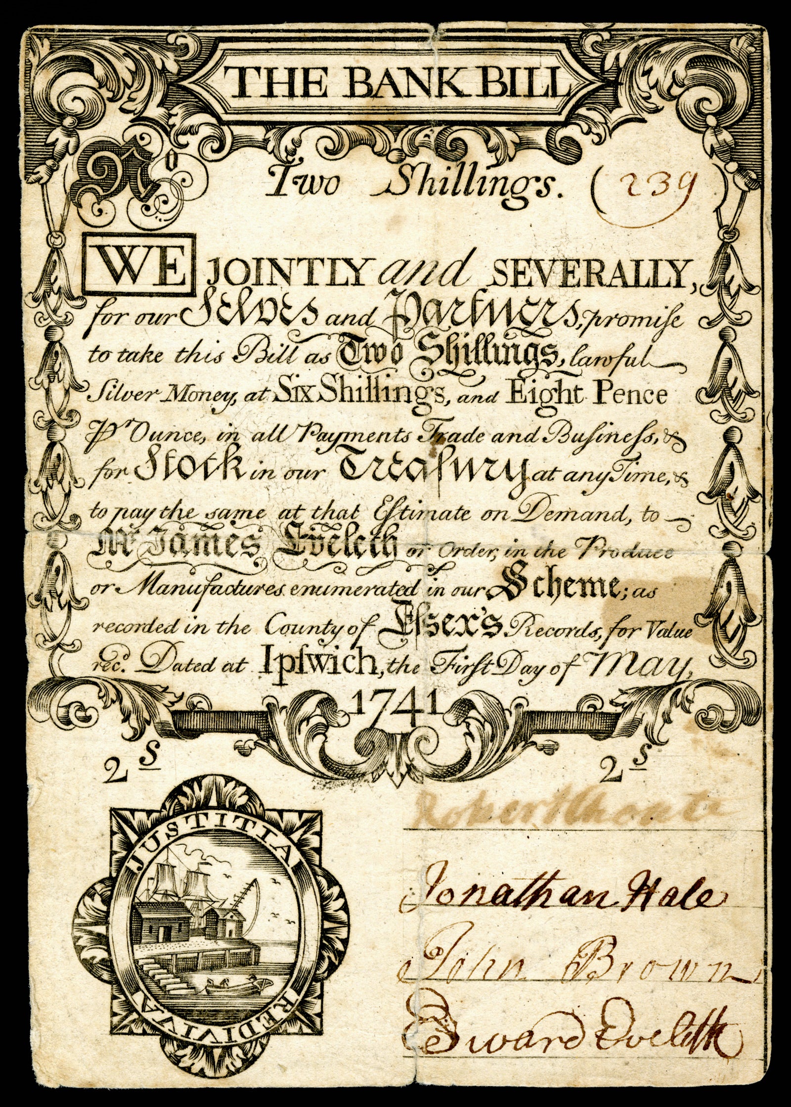 Colonial bill from 1741.