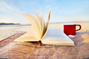 Book on a beach.