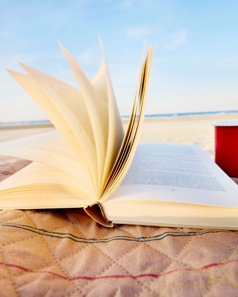 Book on a beach.