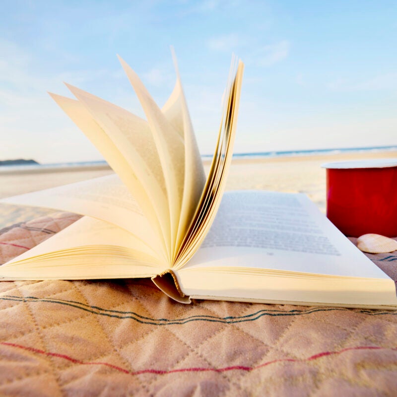 Book on a beach.