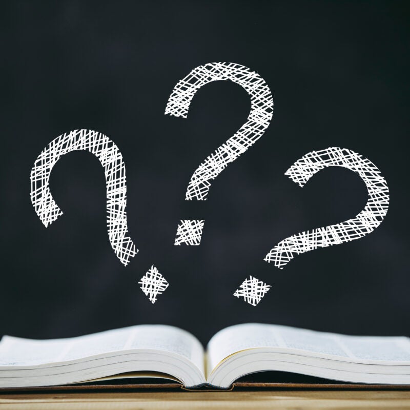 Book with question marks