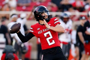 Brendan Sorsby on the field for Texas Tech.
